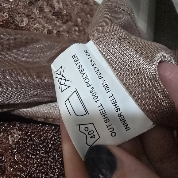 Rose Gold Sequin V-Neck Dress - Picture 14 of 14